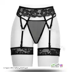تصویر بند فانتزی نگهدارنده جوراب بالا زانو شورت دار 3 تکه