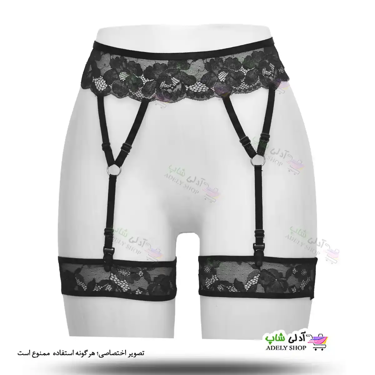 تصویر بند فانتزی نگهدارنده جوراب بالا زانو شورت دار 3 تکه