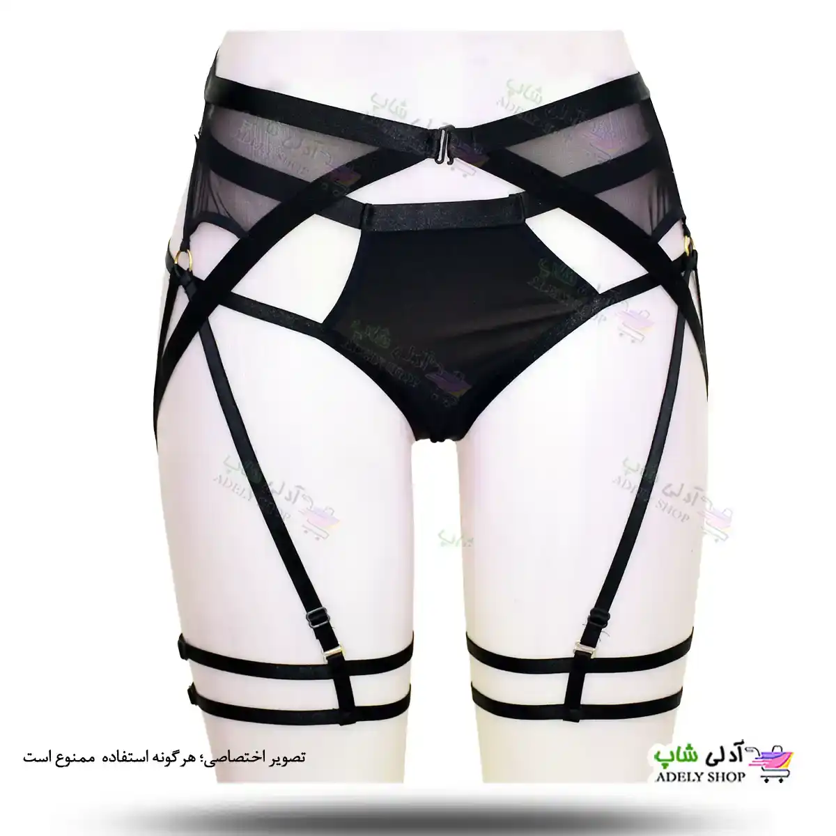 تصویر بند فانتزی نگهدارنده جوراب بالا زانو شورت دار