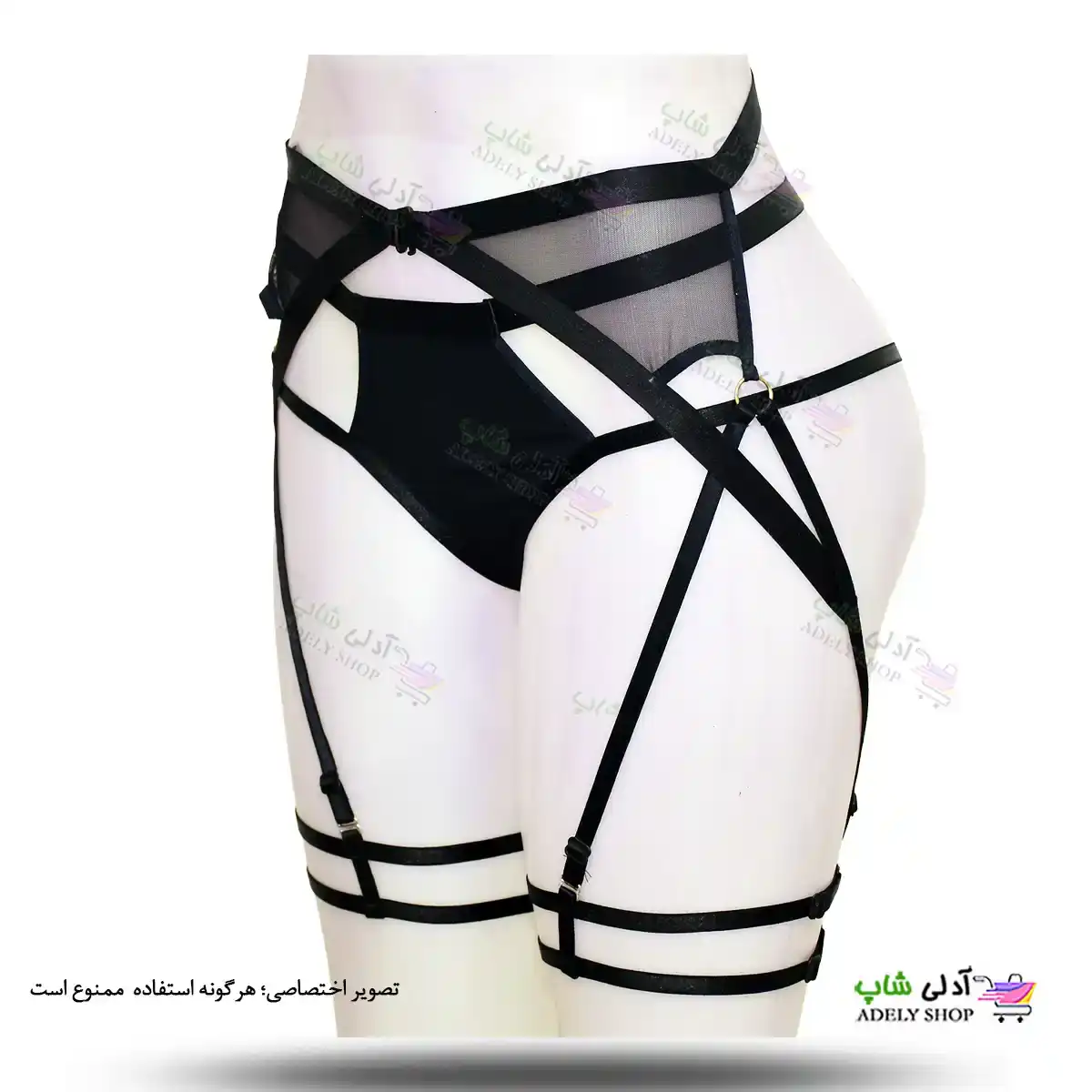 تصویر بند فانتزی نگهدارنده جوراب بالا زانو شورت دار