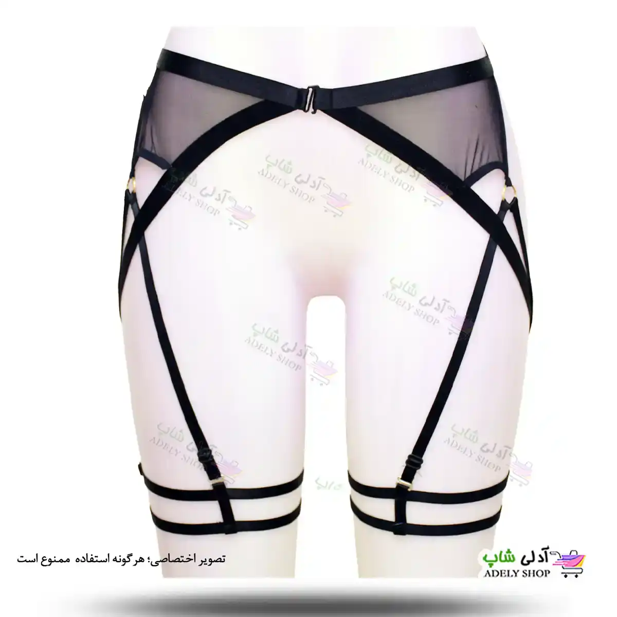 تصویر بند فانتزی نگهدارنده جوراب بالا زانو شورت دار