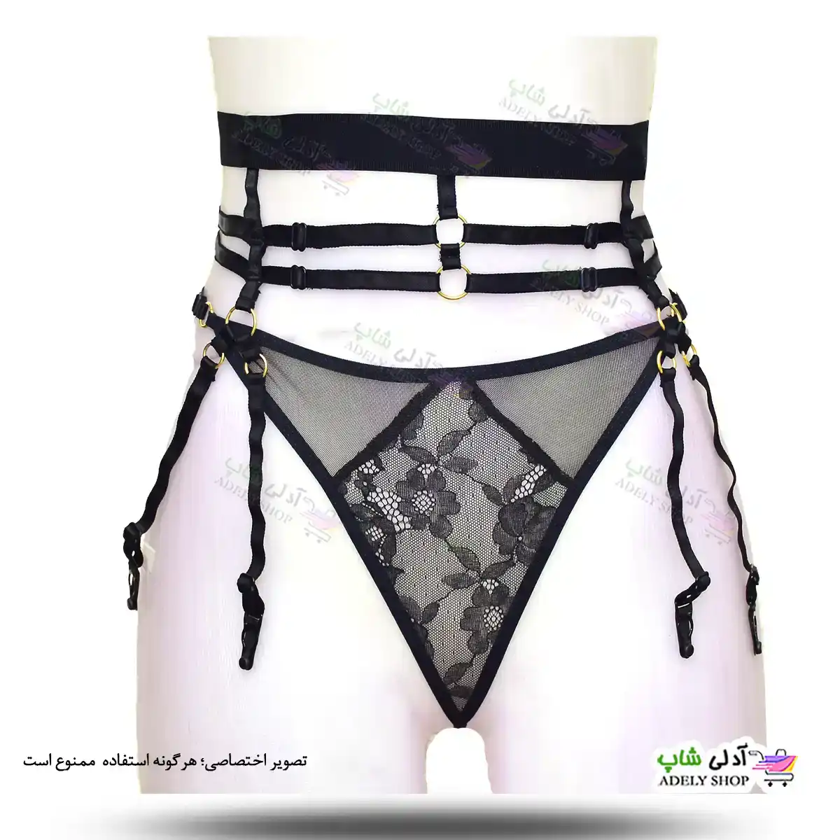 تصویر بند فانتزی نگهدارنده جوراب بالا زانو شورت دار