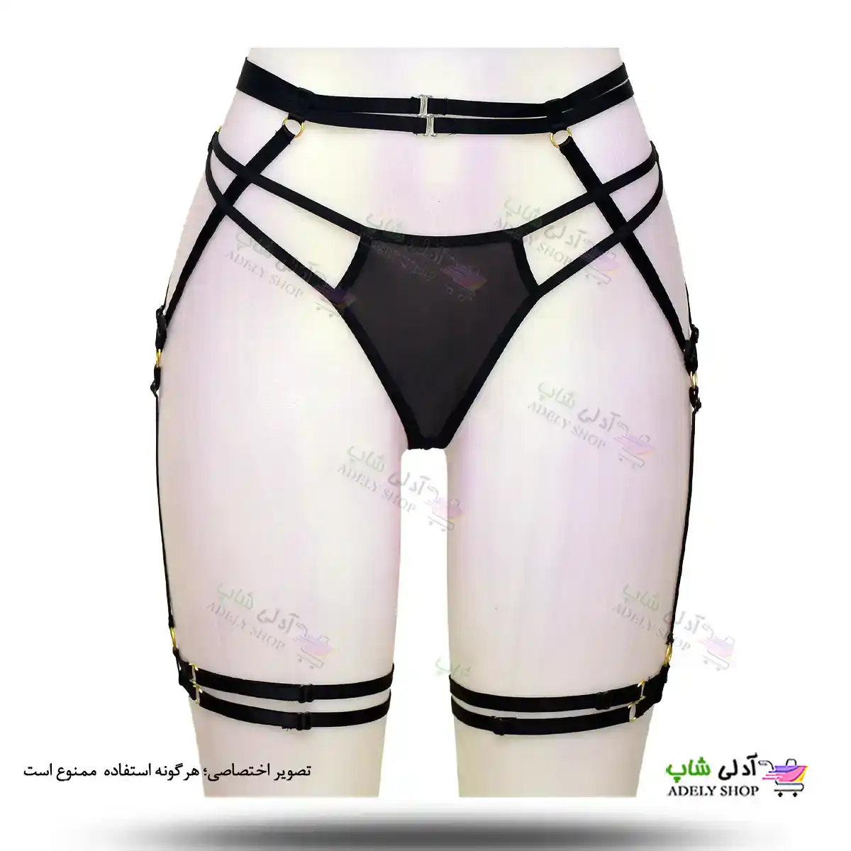 تصویر بند فانتزی نگهدارنده جوراب بالا زانو شورت دار