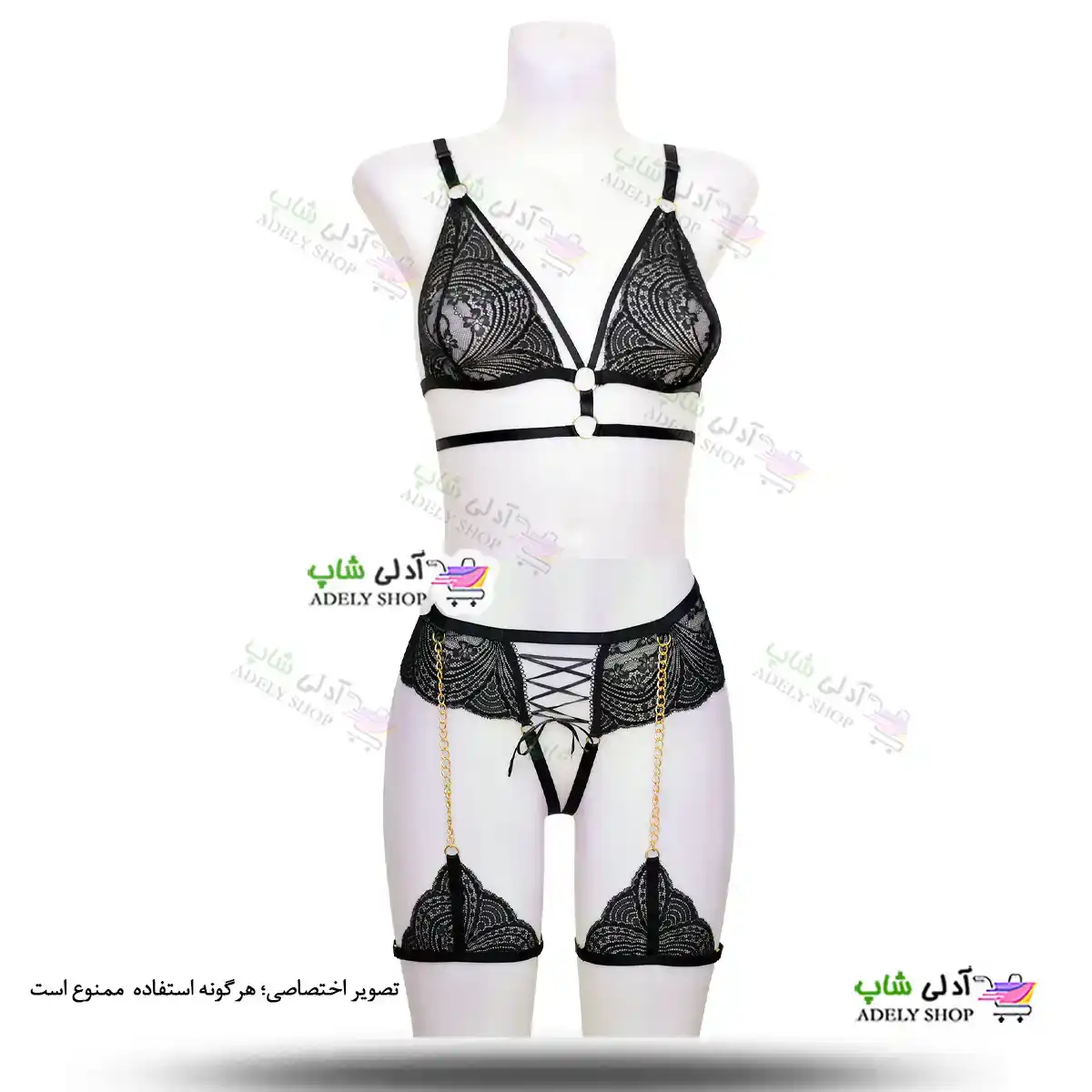 تصویر ست بند فانتزی زنجیری نگهدارنده جوراب، شورت و سوتین هارنس
