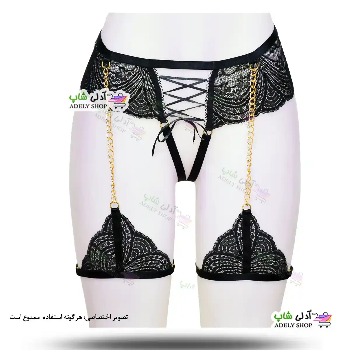 تصویر ست بند فانتزی زنجیری نگهدارنده جوراب، شورت و سوتین هارنس