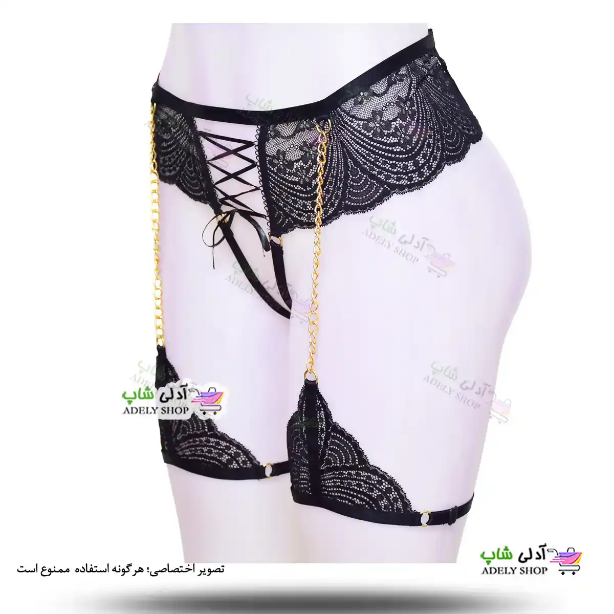 تصویر ست بند فانتزی زنجیری نگهدارنده جوراب، شورت و سوتین هارنس