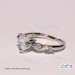 تصویر انگشتر فری سایز استیل با نگین قلبی