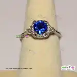 تصویر انگشتر فری سایز استیل با نگین آبی