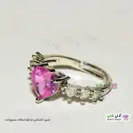 تصویر انگشتر فری سایز استیل با نگین قلبی