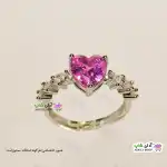 تصویر انگشتر فری سایز استیل با نگین قلبی