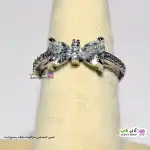 تصویر انگشتر فری سایز استیل نگین دار پروانه ای