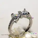 تصویر انگشتر فری سایز استیل نگین دار پروانه ای