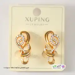 تصویر گوشواره نگین دار ژوپینگ با آبکاری طلا