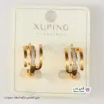 تصویر گوشواره نگین دار ژوپینگ با آبکاری طلا