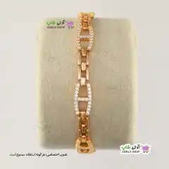 تصویر دستبند ژوپینگ نگین‌دار با آبکاری طلا