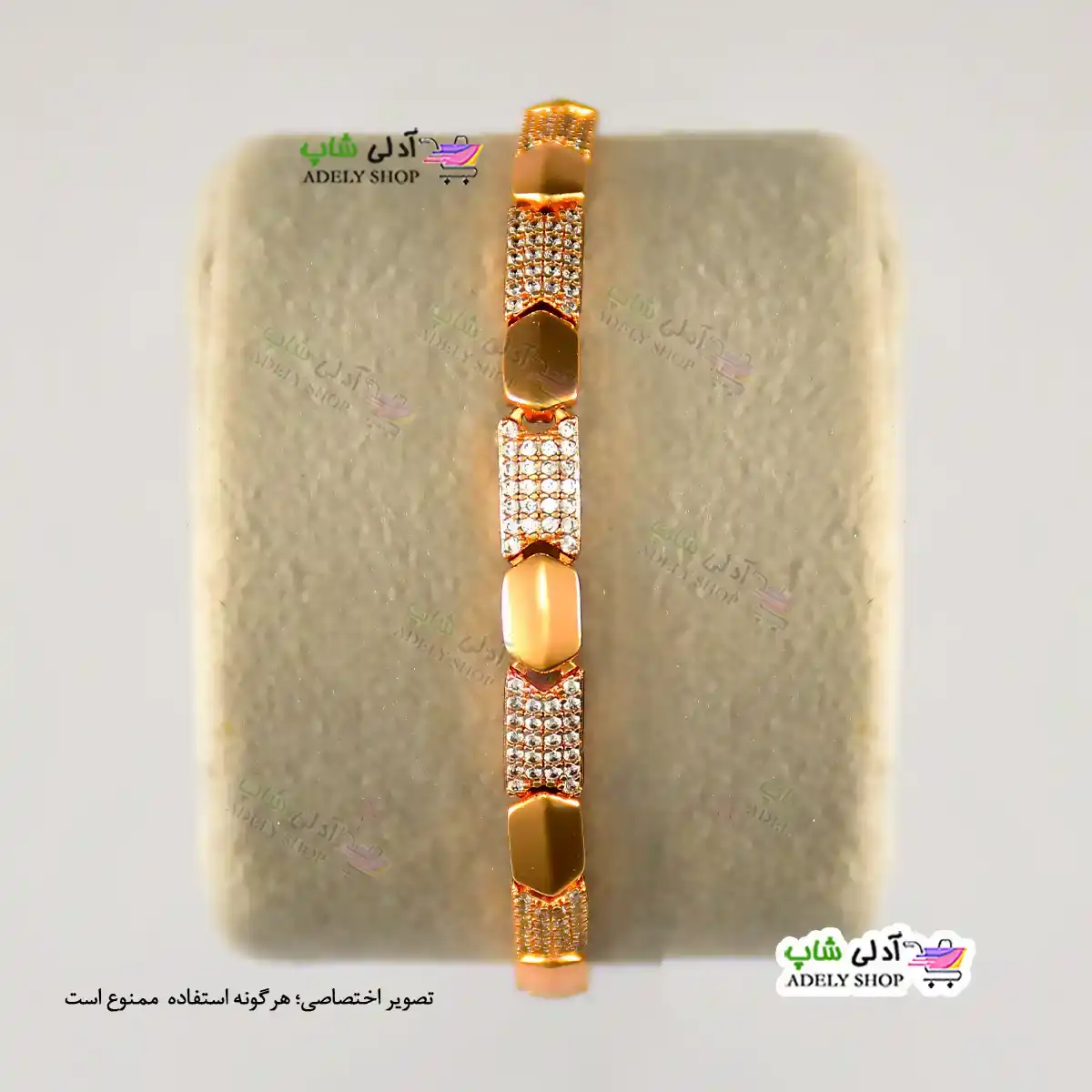 تصویر دستبند ظریف ژوپینگ نگین‌دار با آبکاری طلا