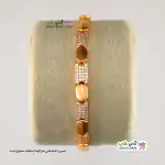 تصویر دستبند ظریف ژوپینگ نگین‌دار با آبکاری طلا