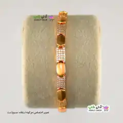تصویر دستبند ژوپینگ نگین‌دار با آبکاری طلا