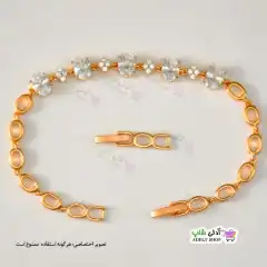 تصویر دستبند ژوپینگ نگین‌دار با آبکاری طلا