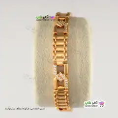 تصویر دستبند ژوپینگ نگین‌دار با آبکاری طلا