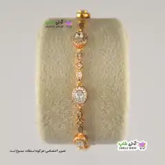 تصویر دستبند ژوپینگ نگین‌دار با آبکاری طلا
