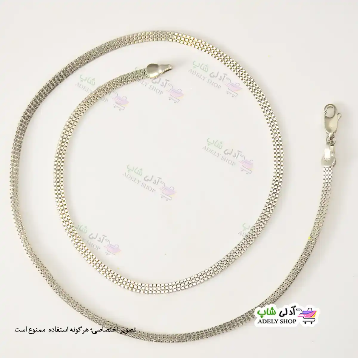 تصویر زنجیر گردنبند آبکاری طلای سفید