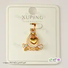 تصویر آویز قلب و Love ژوپینگ نگین‌دار با آبکاری طلا