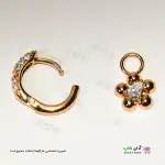 تصویر گوشواره نگین دار ژوپینگ طرح گل با آبکاری طلا