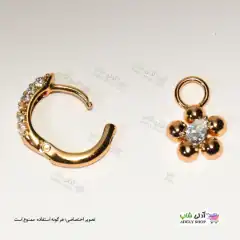 تصویر گوشواره نگین دار ژوپینگ طرح گل با آبکاری طلا