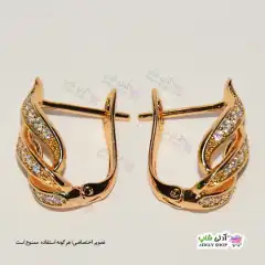 تصویر گوشواره نگین دار ژوپینگ با آبکاری طلا