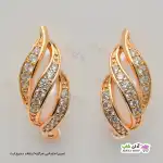 تصویر گوشواره نگین دار ژوپینگ با آبکاری طلا