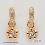 تصویر گوشواره نگین دار ژوپینگ طرح گل با آبکاری طلا