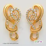 تصویر گوشواره نگین دار ژوپینگ با آبکاری طلا