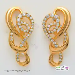 تصویر گوشواره نگین دار ژوپینگ با آبکاری طلا