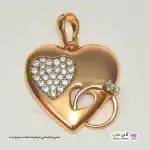 تصویر آویز قلب و حلقه ژوپینگ نگین‌دار با آبکاری طلا