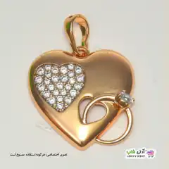 تصویر آویز قلب و حلقه ژوپینگ نگین‌دار با آبکاری طلا
