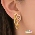 تصویر گوشواره نگین دار ژوپینگ با آبکاری طلا