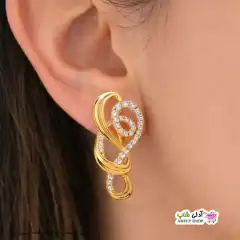 تصویر گوشواره نگین دار ژوپینگ با آبکاری طلا