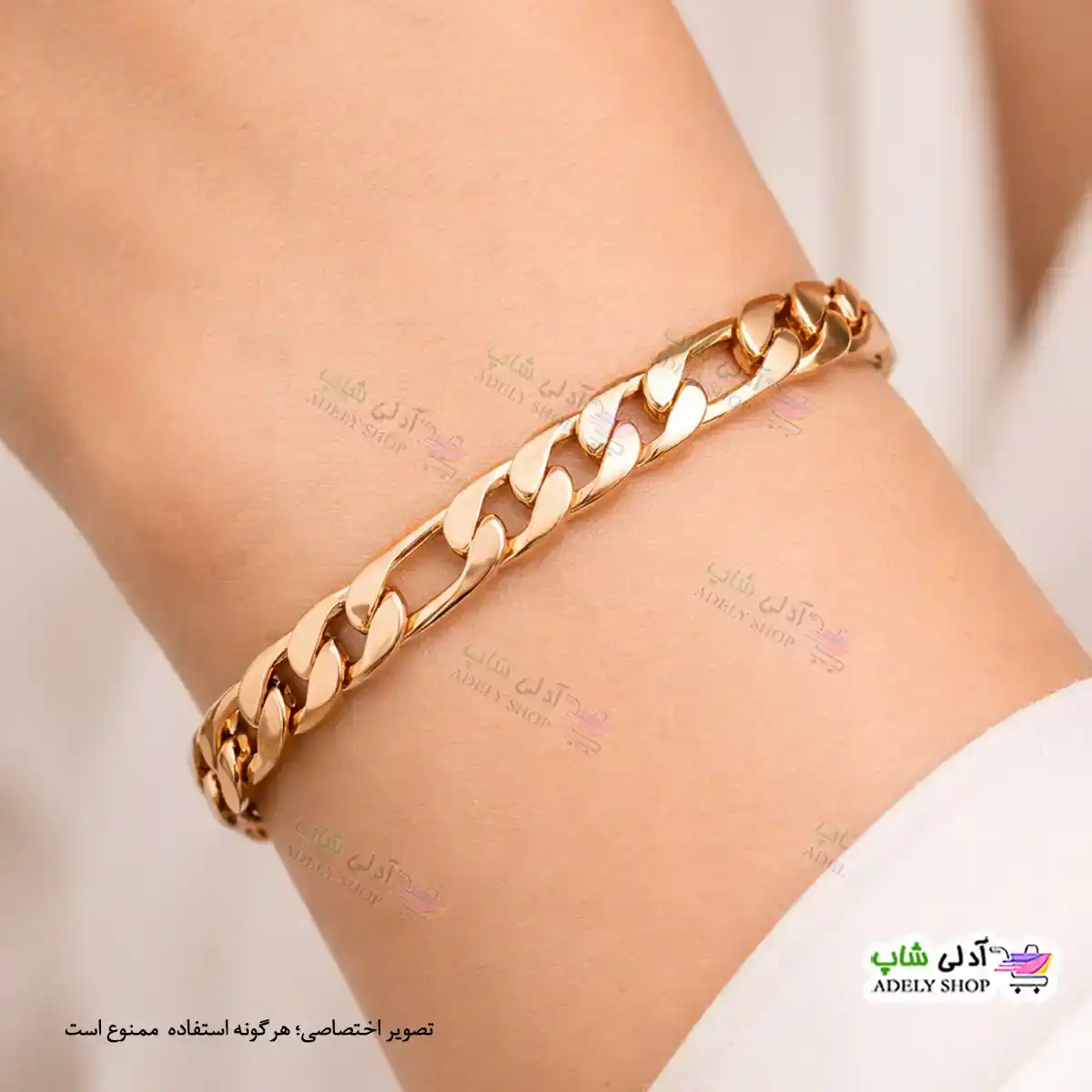 تصویر دستبند زنجیری ژوپینگ با آبکاری طلا