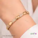 تصویر دستبند ظریف ژوپینگ نگین‌دار با آبکاری طلا