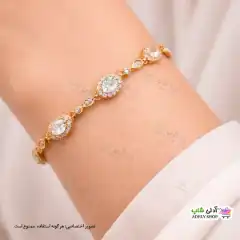 تصویر دستبند ژوپینگ نگین‌دار با آبکاری طلا