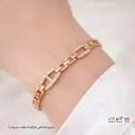 تصویر دستبند ژوپینگ نگین‌دار با آبکاری طلا