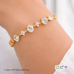 تصویر دستبند ژوپینگ نگین‌دار با آبکاری طلا