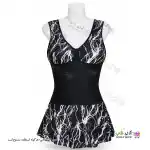 تصویر مایو دامن دار زنانه و دخترانه طرح صاعقه کاپدار 44-48  سفید
