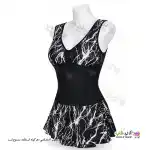 تصویر مایو دامن دار زنانه و دخترانه طرح صاعقه کاپدار 44-48  سفید