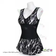 تصویر مایو دامن دار زنانه و دخترانه طرح صاعقه کاپدار 44-48  سفید