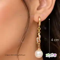 تصویر گوشواره مرواریدی نگین دار با آبکاری طلا ژوپینگ