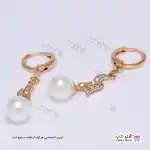 تصویر گوشواره مرواریدی نگین دار با آبکاری طلا ژوپینگ
