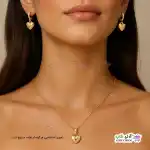 تصویر نیم ست گوشواره و آویز قلبی ژوپینگ با آبکاری طلا