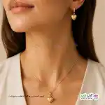 تصویر نیم ست گوشواره و آویز قلبی ژوپینگ با آبکاری طلا